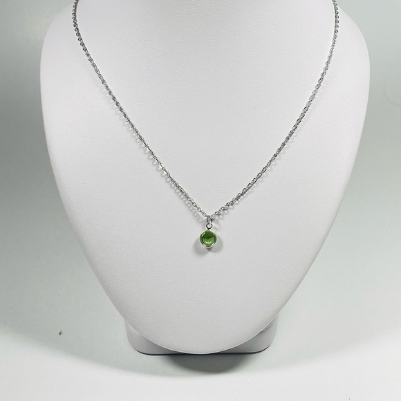 August Swarovski Crystal Necklace, Peridot Swarovski Crystal, Handmade - Picture 5 of 5